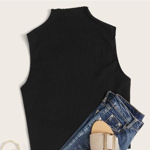 SHEIN mock neck rib knit tank top